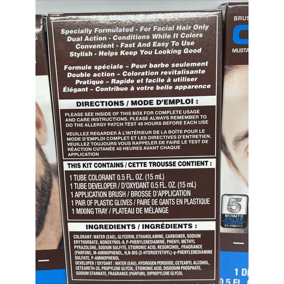 3X Colors For Him Brush In Color Gel Mustache Beard & Sideburns Brown Dye - Picture 3 of 3